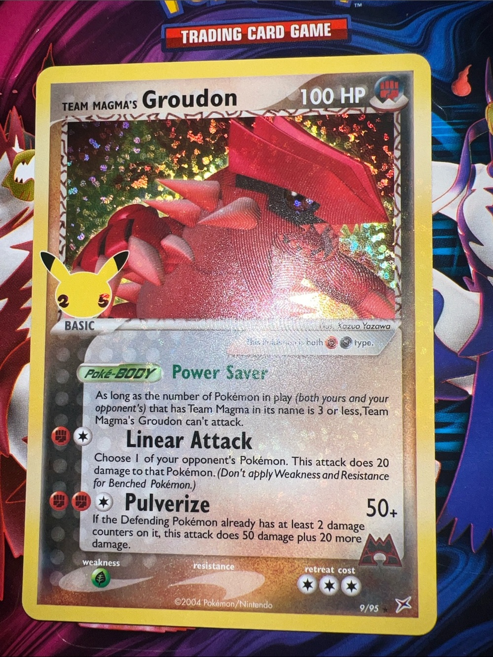 Pokemon Team Magma's Groudon Holofoil Card - Red